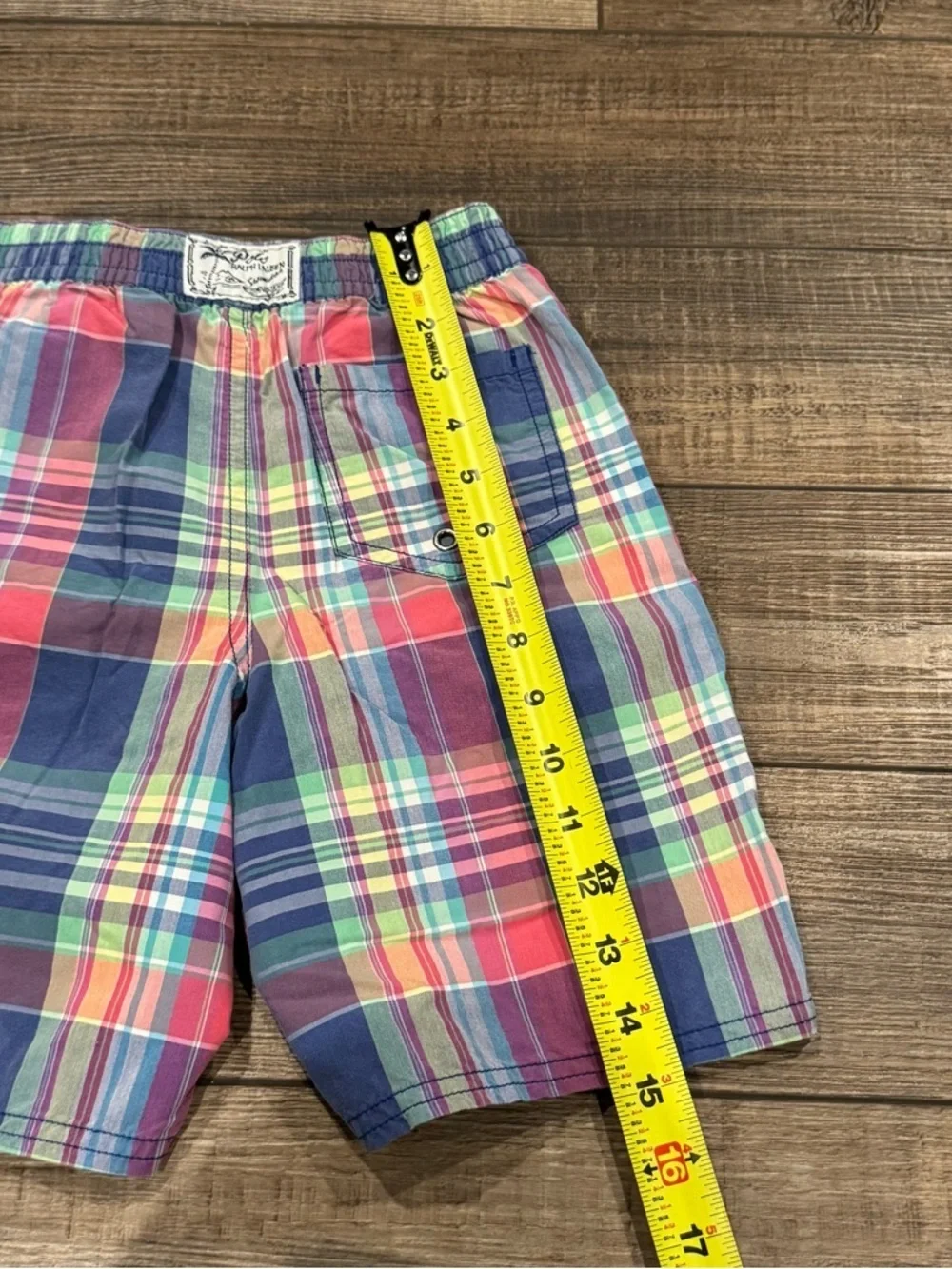 Youth Boys Plaid Madras Polo Ralph Lauren Swim Trunks Size 7